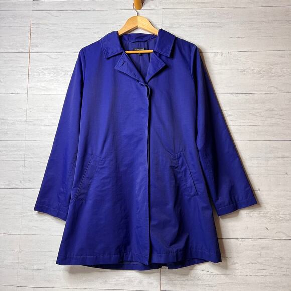 Eileen Fisher Jackets & Blazers - Eileen Fisher Coat Women Size Small Royal Blue A Line Button Down Trench